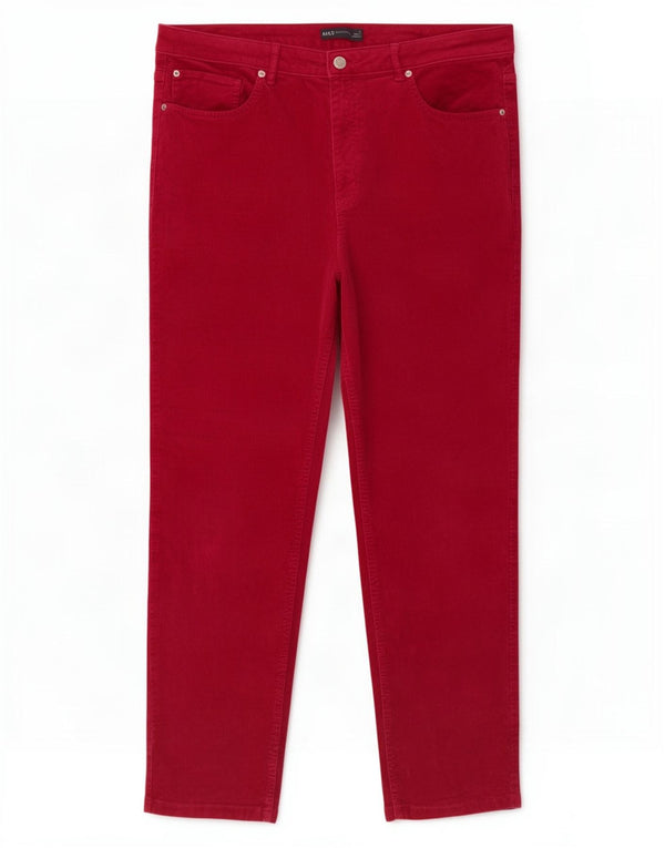 Calça feminina de veludo cotelê Marks & Spencer UK 18 XL W34 L27 algodão rosa