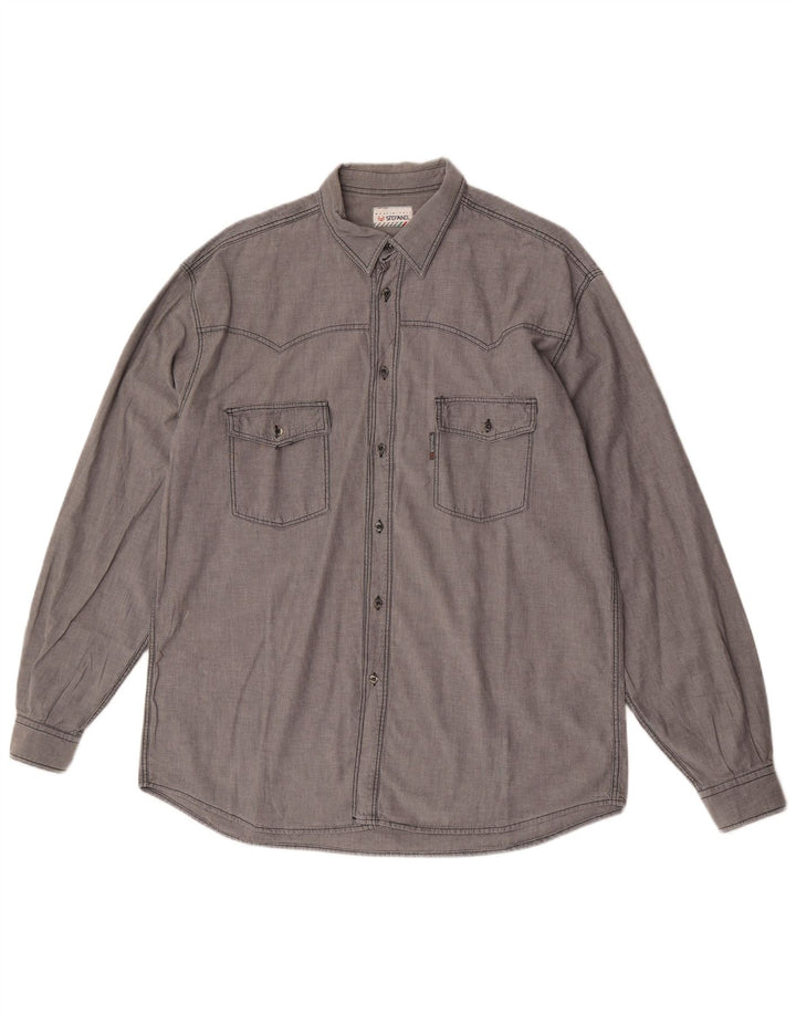 Camisa masculina Stefanel grande algodão cinza