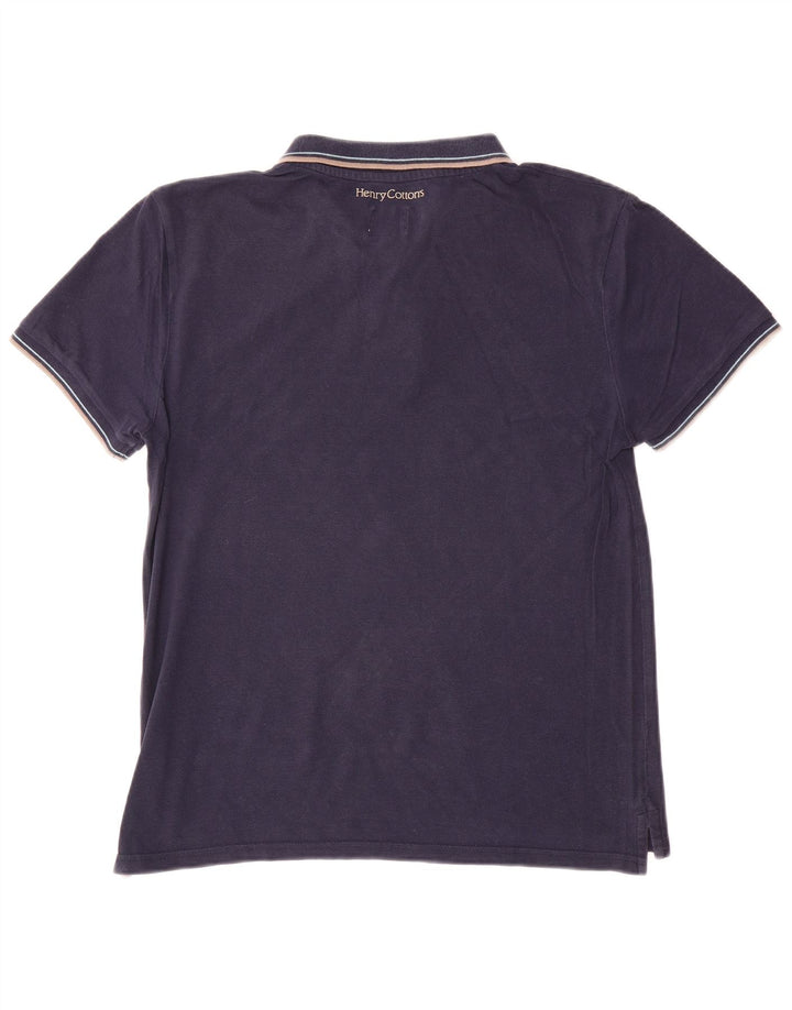 Camisa polo masculina Henry Cottons médio algodão azul marinho