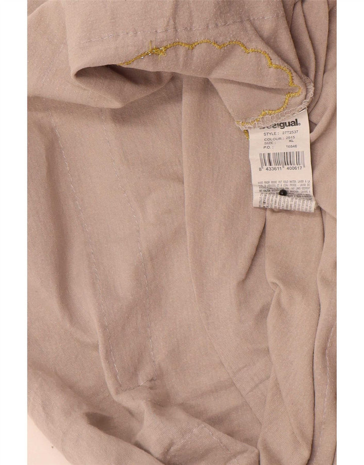 Túnica feminina Desigual com padrão abstrato Reino Unido 18 XL algodão bege
