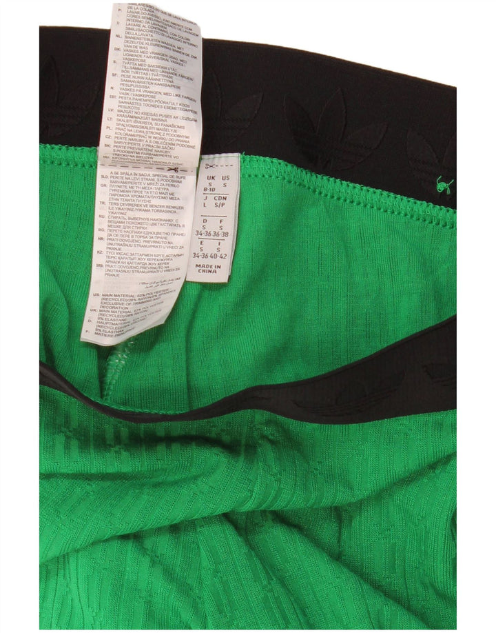 ADIDAS Womens Leggings UK 8/10 Small Green Colourblock Poliéster