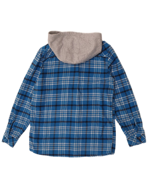 Camisa de flanela com capuz para meninos CARHARTT 15-16 anos XL algodão xadrez azul
