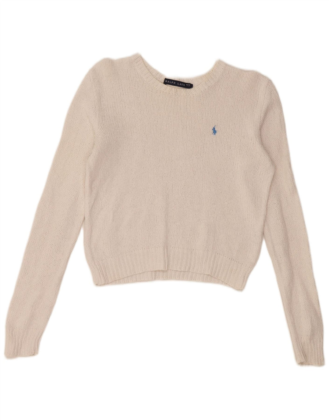 Suéter feminino RALPH LAUREN com gola canoa e gola redonda Reino Unido 12 médio branco