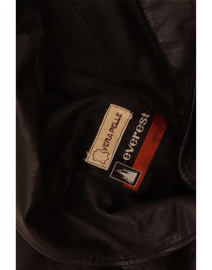 Jaqueta blazer feminina de couro com 2 botões Everest Reino Unido 14 couro preto médio