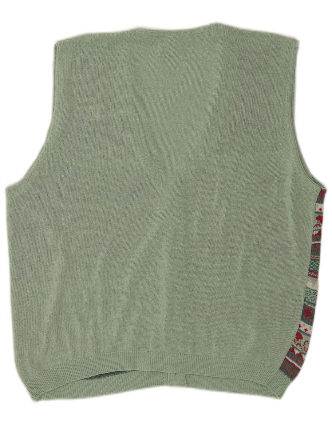 Suéter cardigã masculino vintage sem mangas médio multicolorido Fair Isle