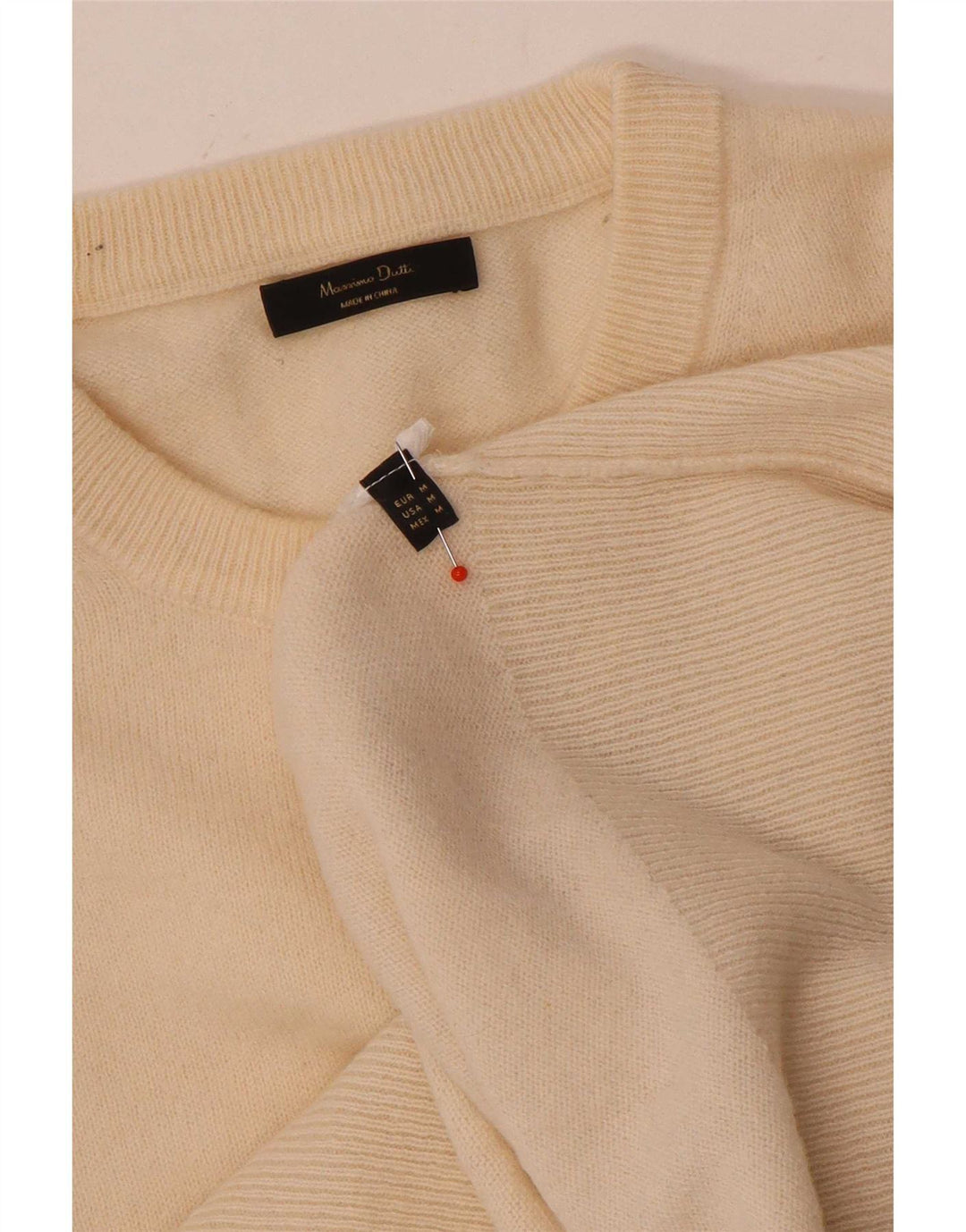 Suéter feminino Massimo Dutti com gola redonda Reino Unido 14 médio bege