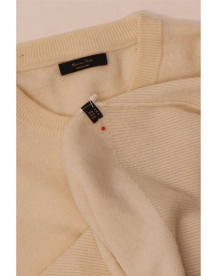 Suéter feminino Massimo Dutti com gola redonda Reino Unido 14 médio bege