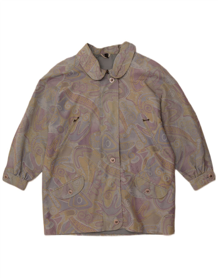 Casaco corta-vento feminino VINTAGE com padrão abstrato UE 42 grande multicolorido
