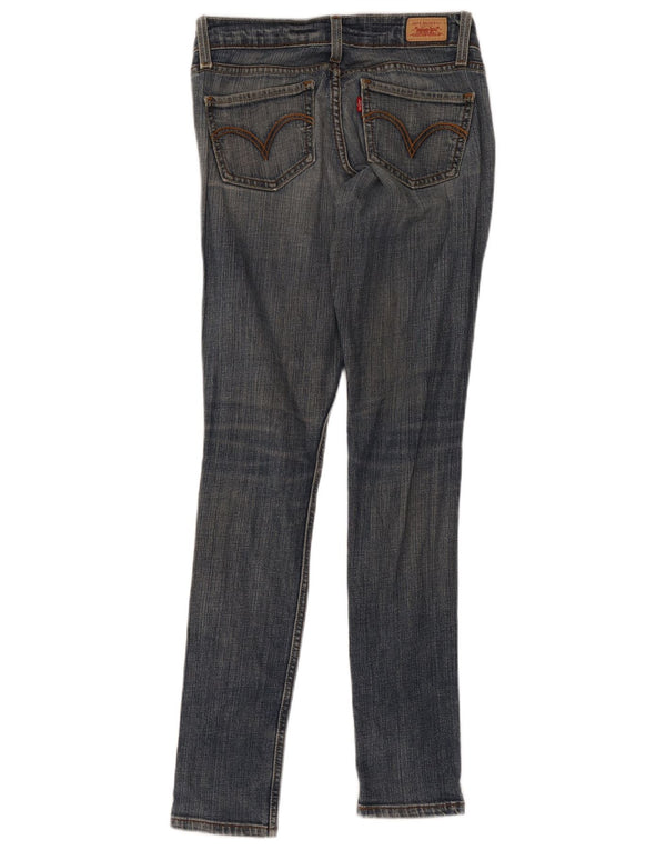 Calça jeans feminina Levi's 524 Too Superlow Distressed Skinny EUA 0 XS W30 L30 Azul