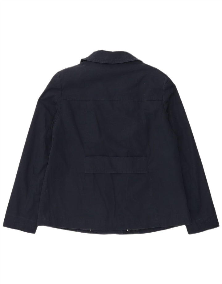 Casaco feminino Marks & Spencer Pea Coat UK 10 pequeno algodão azul marinho