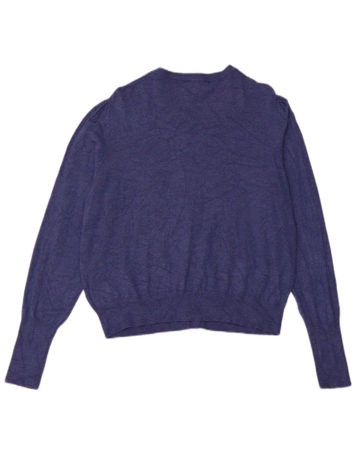 Suéter cardigã feminino Marks & Spencer UK 14 viscose azul médio