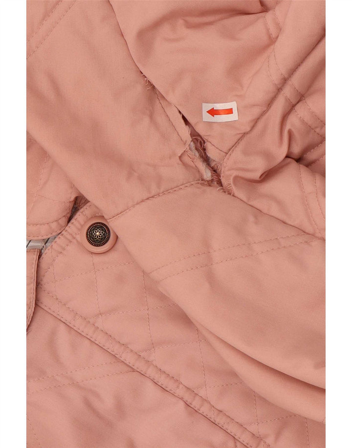 Casaco acolchoado de ajuste solto feminino vintage Reino Unido 14/16 grande poliéster rosa