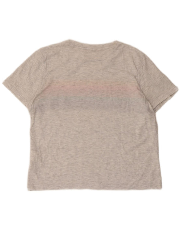 Camiseta feminina Superdry com estampa gráfica UK 14 algodão listrado cinza médio