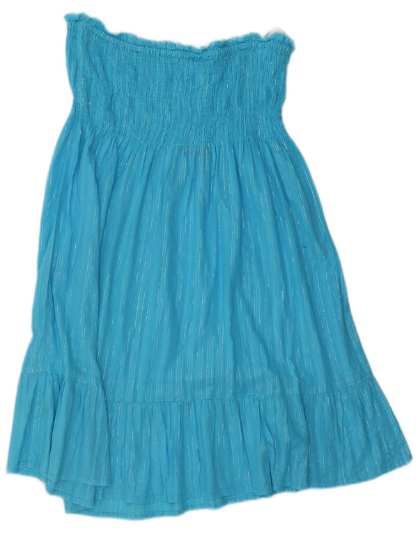 Vestido feminino Marks & Spencer sem alças Reino Unido 16/18 grande risca de giz turquesa