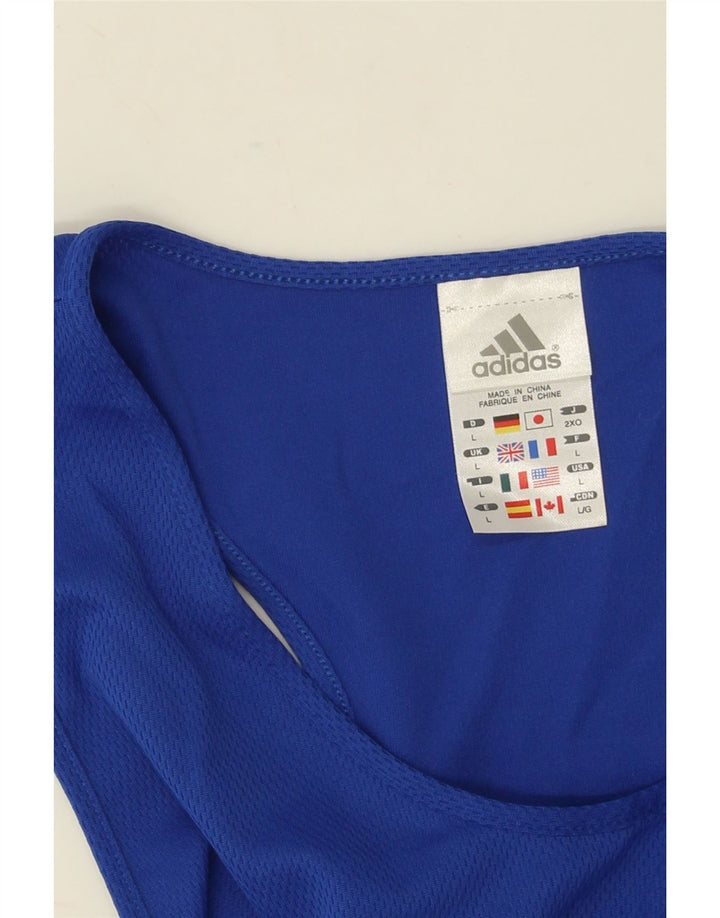 Adidas Mens Colete Top Grande Azul Colorblock Poliéster