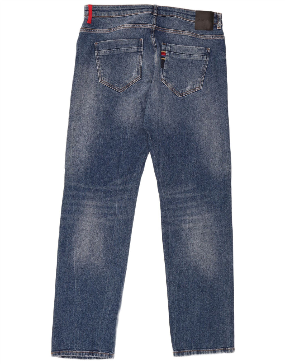 Desigual Calça jeans reta masculina desgastada W36 L32 algodão azul