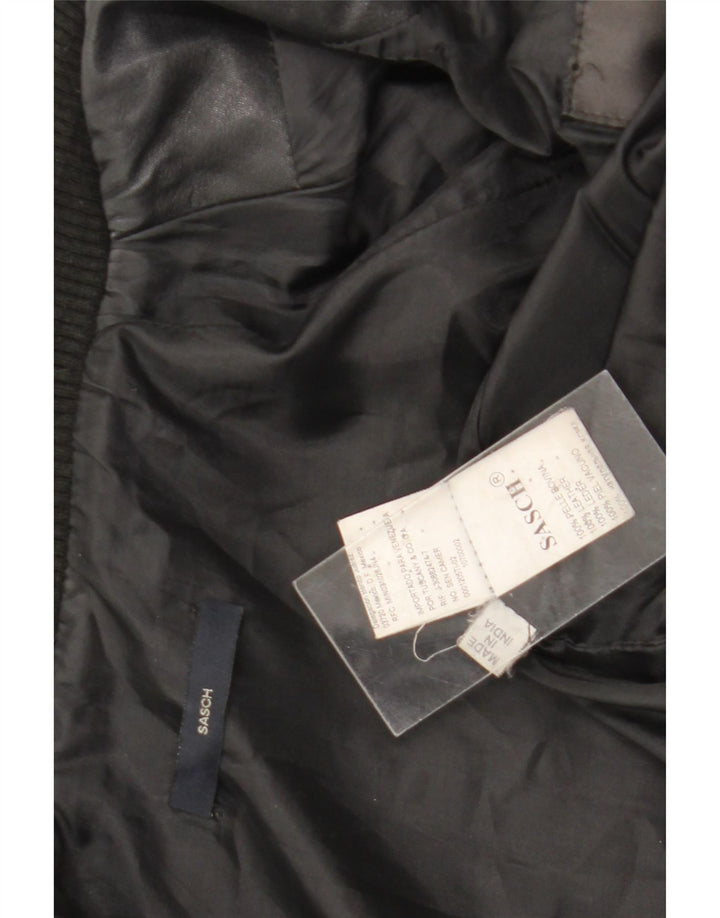 Sasch Jaqueta Feminina De Couro Crop UK 14 Médio Preto