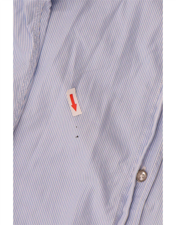 Camisa masculina Hugo Boss grande algodão listrado azul