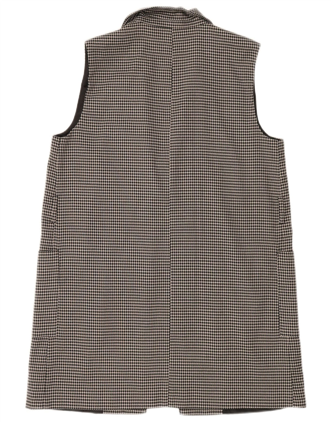 Zara Womens Longline Open Blazer Jacket Reino Unido 14 Médio Preto Houndstooth