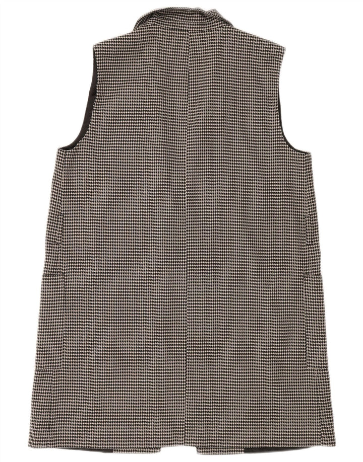 Zara Womens Longline Open Blazer Jacket Reino Unido 14 Médio Preto Houndstooth