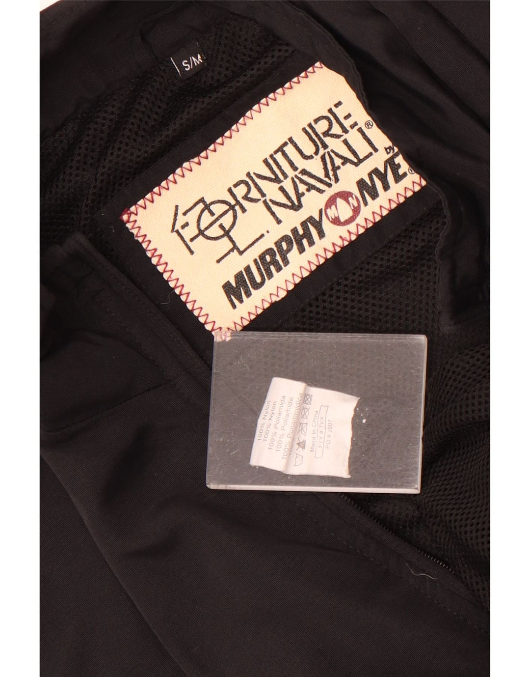 Jaqueta de chuva masculina Murphy & Nye gráfica Reino Unido 36 pequeno bloco colorido preto de nylon