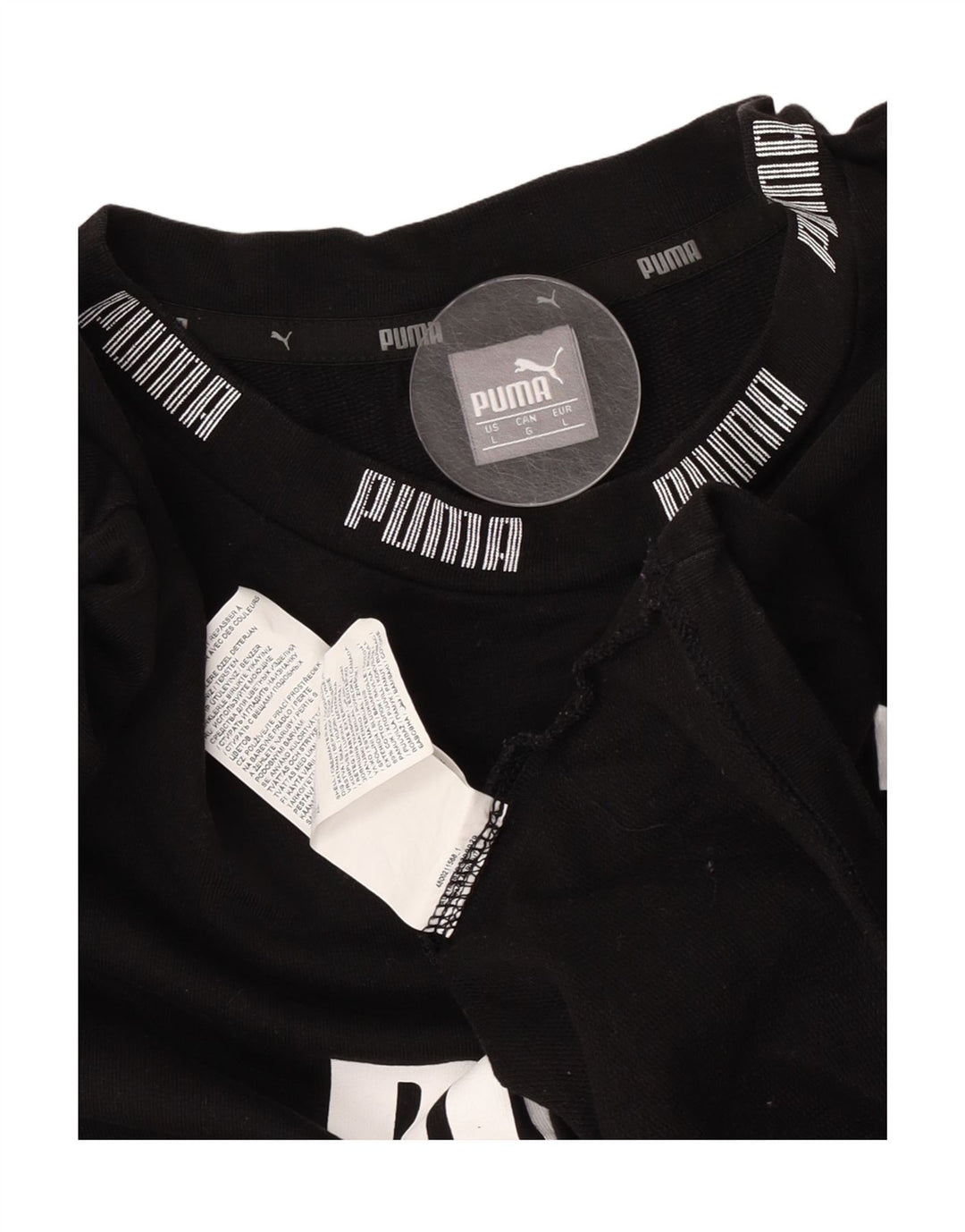 Puma Mens Graphic T-Shirt Top Grande Algodão Preto