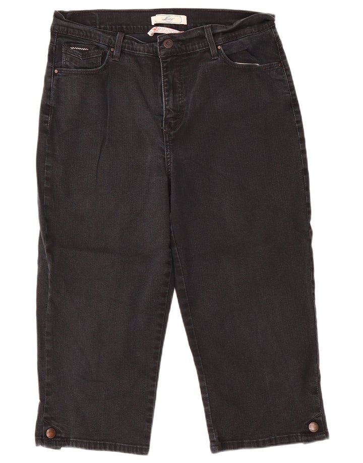 Jeans capri feminino cintura alta Levi's US 12 grande W30 L19 algodão cinza