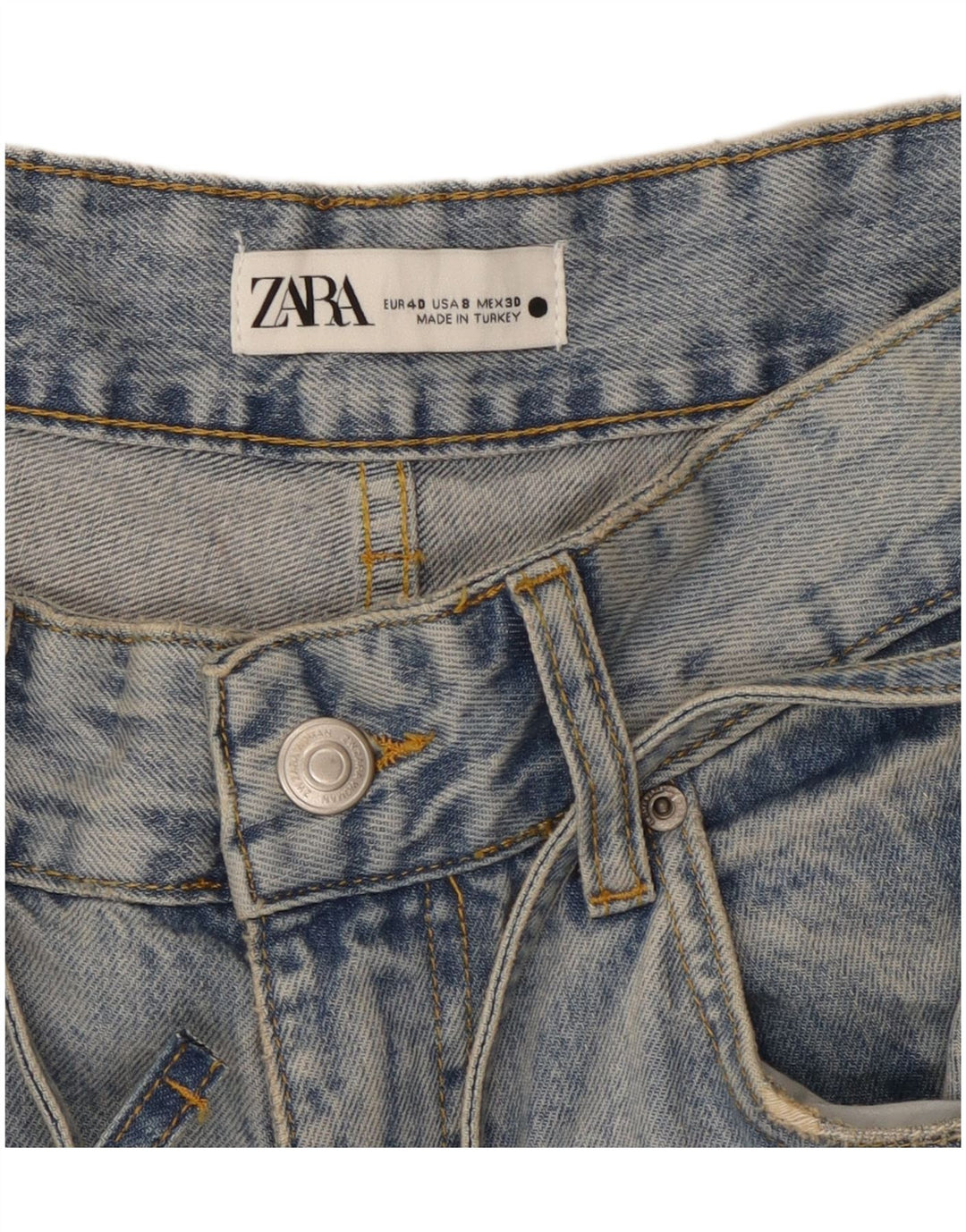 Zara Calça Jeans Capri Feminina Perna Larga EU 40 Médio W30 L21 Azul Algodão
