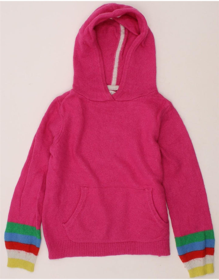 BODEN Girls Hooded Jumper 7-8 Years Pink Colourblock Viscose Vintage Boden and Second-Hand Boden from Messina Hembry 