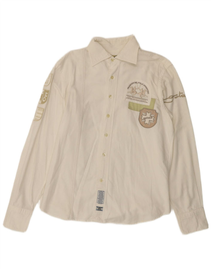 Camisa masculina LA MARTINA Buenos Aires gráfica média algodão branco