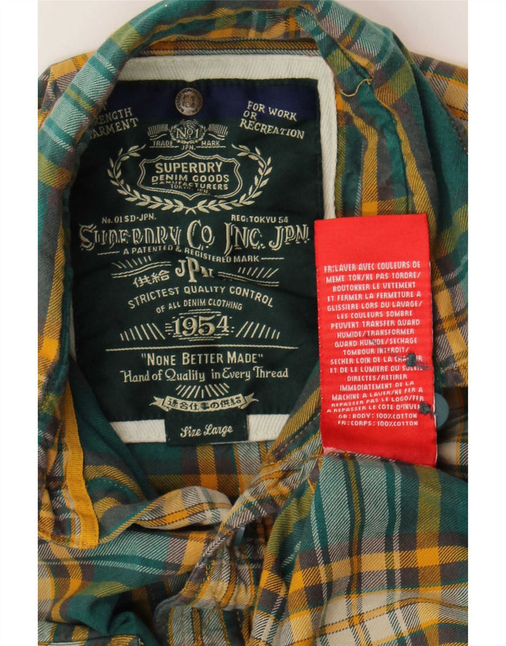 Camisa masculina de flanela Superdry grande algodão xadrez verde