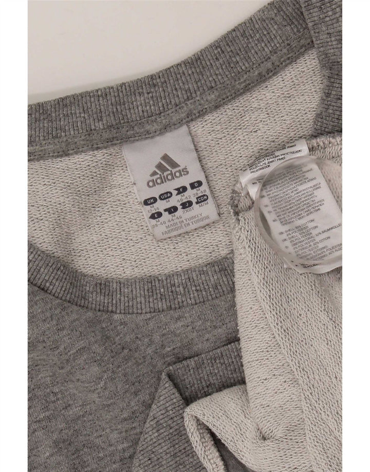 Adidas Womens Sweatshirt Jumper UK 12/14 Médio Cinza Algodão