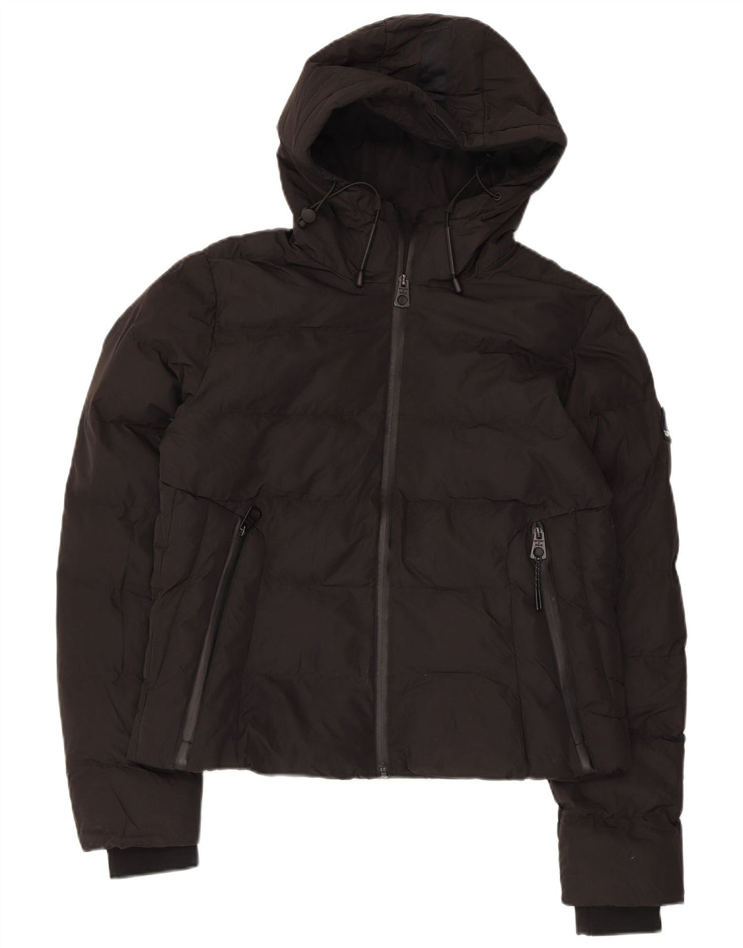 Jaqueta feminina SUPERDRY acolchoada com capuz UK 12 poliéster preto médio