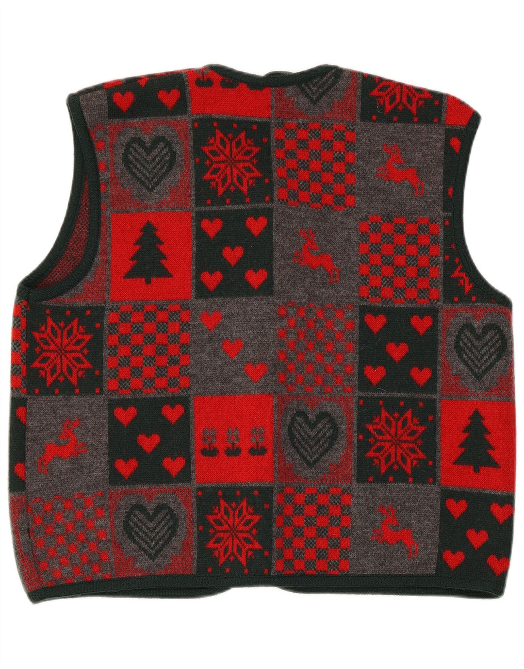 Berwin & Wolff Colete feminino de malha EU 44 XL vermelho patchwork lã nova