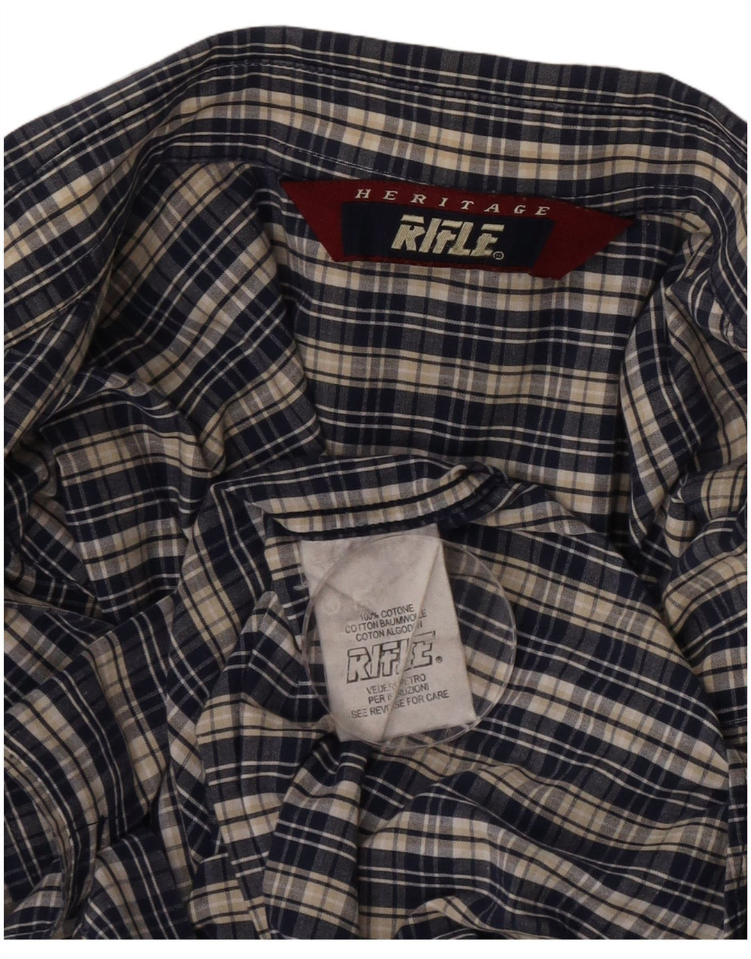 Camisa masculina Rifle Heritage grande algodão xadrez azul marinho