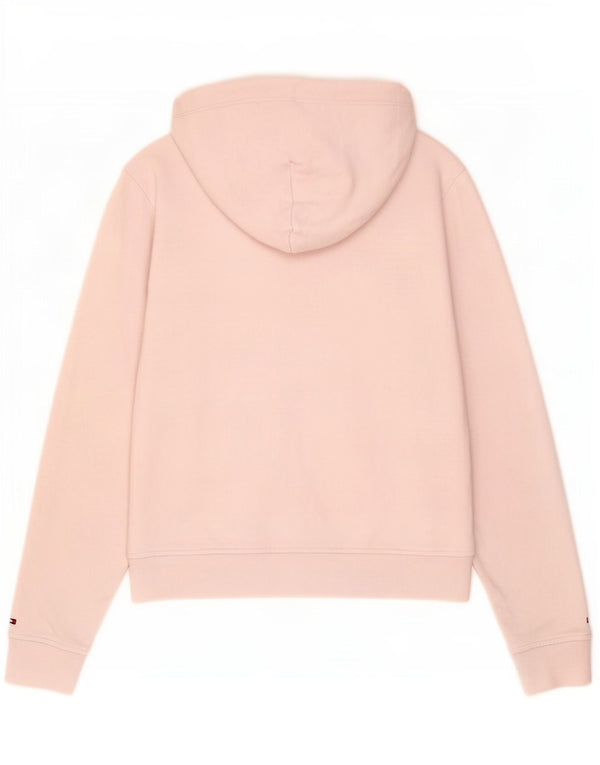 Jumper com capuz feminino Tommy Hilfiger UK 14 algodão rosa médio