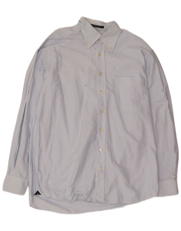 Camisa masculina Gant grande algodão listrado azul