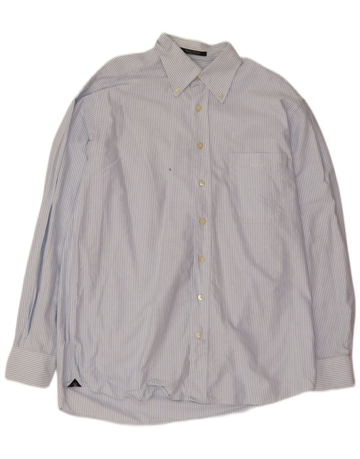 Camisa masculina Gant grande algodão listrado azul