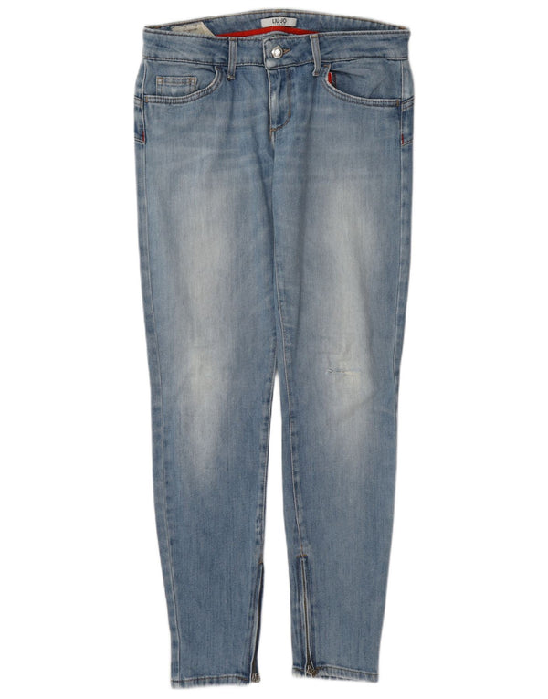 Liu Jo Jeans skinny feminino desgastado W30 L30 algodão azul