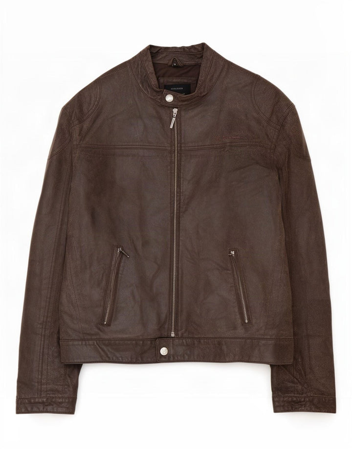 Jaqueta masculina de couro para motociclista Ben Sherman Reino Unido 38 marrom médio