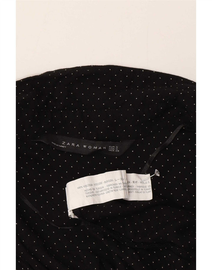 Camisa feminina Zara UK 10 pequena viscose manchada preta