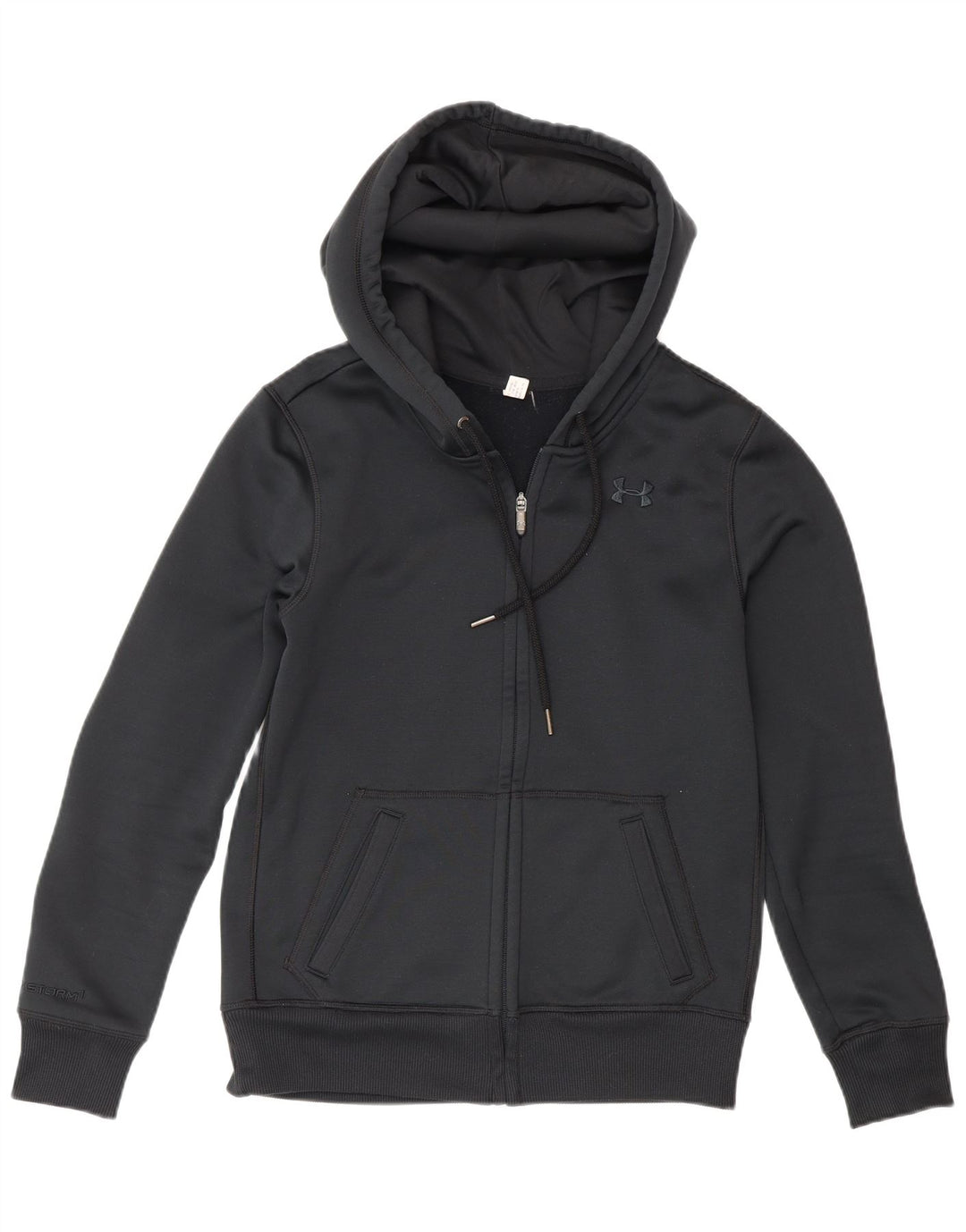 Suéter masculino Under Armour com capuz e zíper pequeno preto