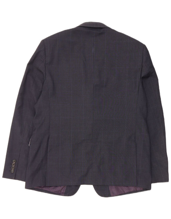 Jaqueta Blazer Masculina Marks & Spencer Tailored Fit Reino Unido 44 XL Azul Marinho Xadrez