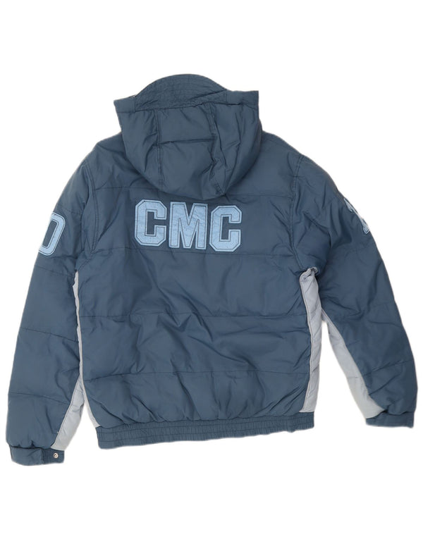 Jaqueta acolchoada com capuz gráfico Diadora Boys 13-14 anos 3XL azul colorblock
