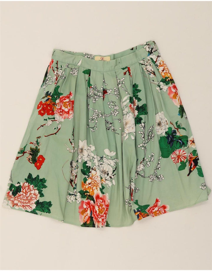 VINTAGE Womens Flared Skirt Medium W30  Green Floral Vintage Vintage and Second-Hand Vintage from Messina Hembry 