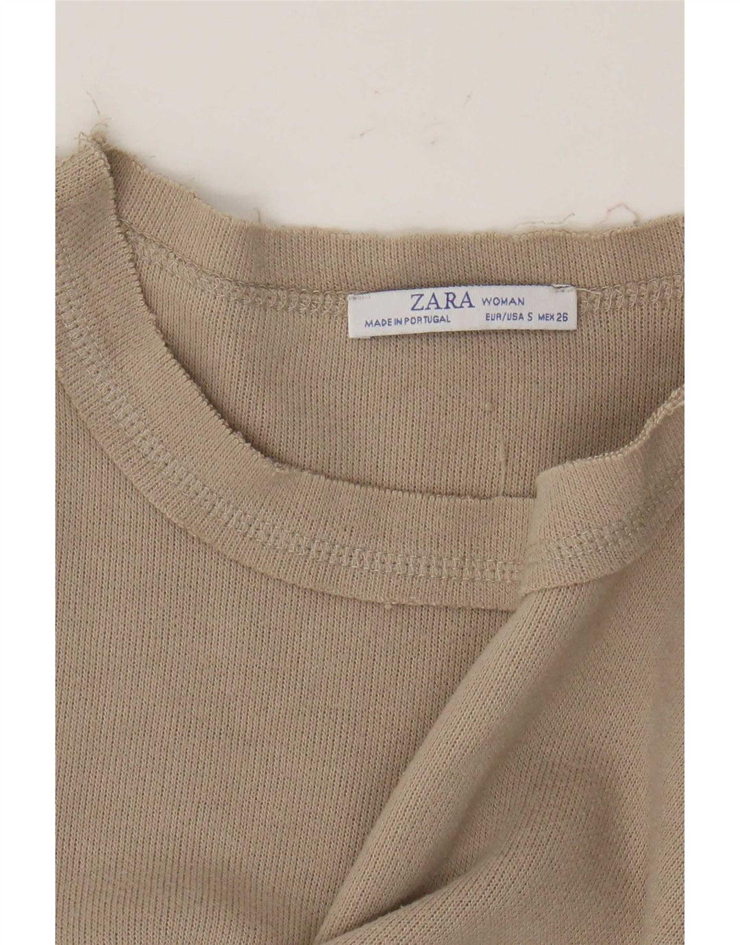 Zara Womens Crop Oversized Top Manga Longa Reino Unido 10 Pequeno Bege