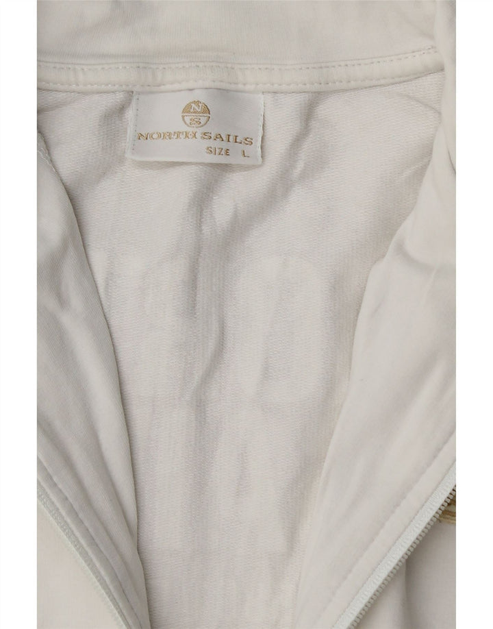 Suéter feminino North Sails com gola e zíper gráfico UK 14 grande branco