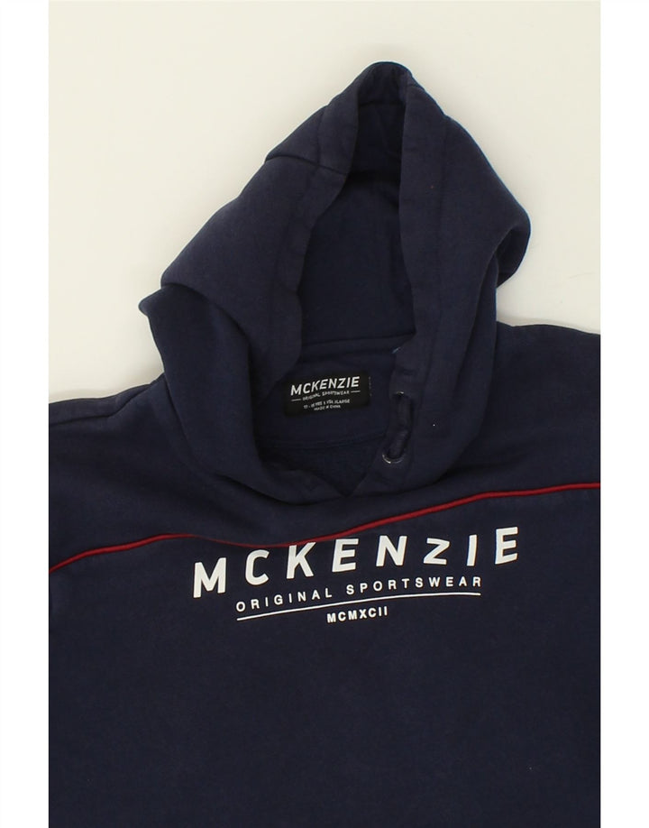 MCKENZIE Boys Graphic Hoodie Jumper 13-14 Years Navy Blue Vintage Mckenzie and Second-Hand Mckenzie from Messina Hembry 
