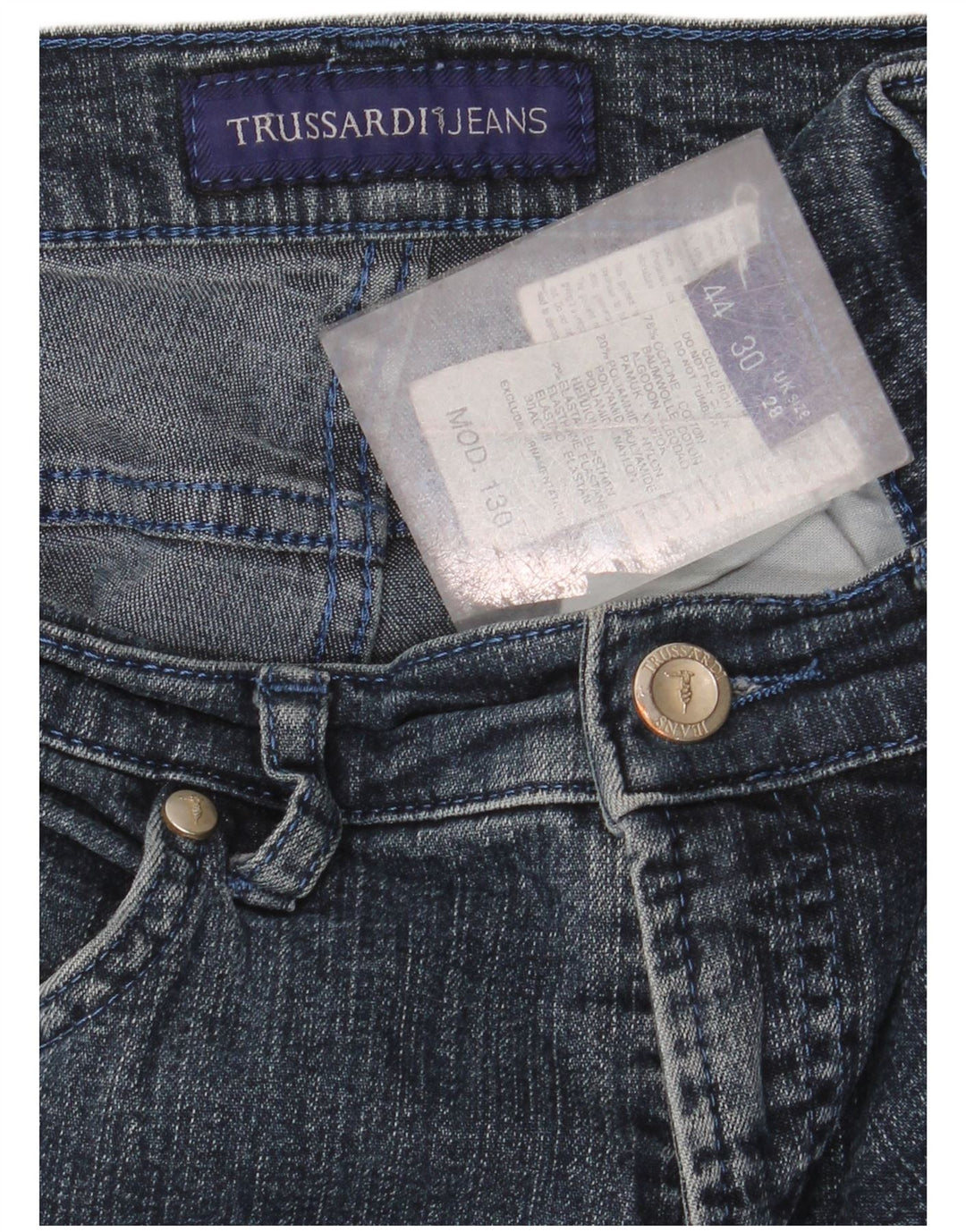 Jeans retos femininos Trussardi W28 L35 algodão azul marinho