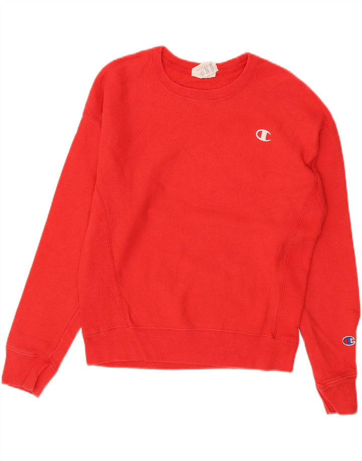 CHAMPION Suéter feminino oversized UK 10 pequeno algodão vermelho